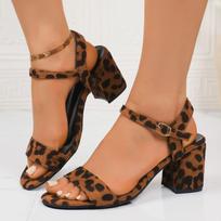 Leopard High Heel Sandals Women New Ankle Strap Platform Sandal Female Office Ladies Thick Heeled Sandalias Mujer 35 ruda