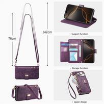 Crossbody Flip Leather Case for IPhone 17 Air 16 E 15 14 13 12 Pro Max Plus 16E 17Air 17Pro Women Girls Wallet Card Holder Cover iPhone17 Pro Max violetinė