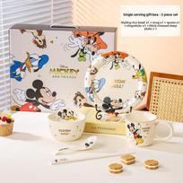 Disney Mikis Čipas Deilas Lengvo prabangos keraminis lėkštė dubuo puodelis stalo indų rinkinys Mielas animacinis lėkštė vaikai namai gilus lėkštė 5pcs Gift box