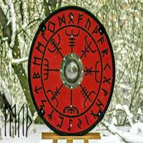 Viduramžių lerpų kario medžio ir plieno vikingų apvalus skydas, šarvai tampliarinis skydas V5 black