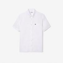 LACOSTE Vyriški lininiai trumparankoviai marškiniai [Balti] 040