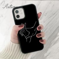 Minimalistinės linijos poros rankinis telefono dėklas, skirtas iPhone 11 12 13 14 Pro Max mini X XR XS SE 2020 6S 7 8 Plus Samsung S21 S22 apvalkalas iPhone 5 5s SE