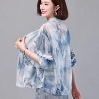 Women's Short Summer Lightweight Printed Sunscreen Shirt Fashionable Age Reducing Loose Baseball Sunscreen Clothing 4XL geltona