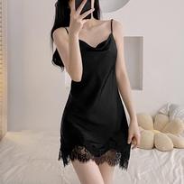 Autumn 2025 Light Luxury Lace Pajamas - Sexy Cowl Neck Camisole with Chest Pad Large
