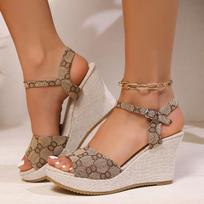 Fashion Women Wedges Sandals 2025 Summer New Platform Fashion Platform Women Sandals Anti-slip Comfortable Designer Shoes for Women 36 smėlis