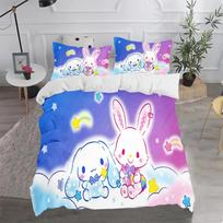 Cinnamoroll Antklodės užvalkalų komplektas Antklodė Lovos patalynė 3D Vaikų lovos patalynės komplektas 3 dalys 1 Antklodės užvalkalas Karališko dydžio 90X200CM