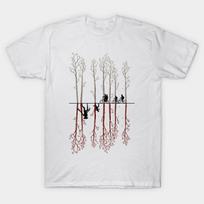 Men Black Print T-shirt Stranger Things No-Cut Transfer Paper Print Cotton Tshirt M