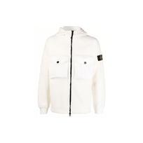 Stone Island FW21 Logo Patch Shearling Panel Double Pocket Hooded Jacket Men jackets White 751560134-V0001 XL