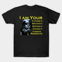 Asian Size Men Black Print T-shirt Lord Helmet No-Cut Print Cotton Tshirt S