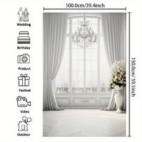 White curtain photography background baby shower birthday party decorative banner wedding bridal shower photo background 130X150cm