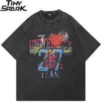 Hip Hop Faded Black TShirt Streetwear Aesthetic Graphic T Shirt Vintage Graffiti Printed  Men Tshirt  Cotton Tops Tees S