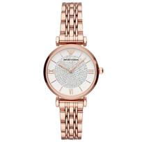 Emporio Armani AR11244 T-Bar Rose Gold Tone Ladies Watch 32mm ryškiai rožinė
