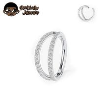G23 Titanium Helix Piercing Earring Hoop Double Line 5A Clear CZ Paved Septum Ring Cartilage Daith Helix Piercing Body Jewellery 16G 1.2x8mm