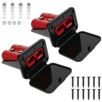 175A Battery Quick Connect Disconnect Plug Flush Mount Bracket Panel with Dust Cover for Winch RV Trailer Caravan Truck Boat ATV