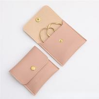 Snap Button PU Jewelry Bag Necklace Ring Buggy Bag Korean Style Buckle Bag Women Jewelry Pouch rožinė