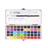 50/72/90/100/128 Color Solid Watercolor Paint Set Professional Beginner Foldable Travel WaterColor Metal Box with Painting Brush