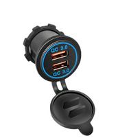 Quick Charge Qc 3.0 Usb Car Car Charger Socket Motorcycle Dual Usb Charger 12v-24v Car Moto Sockets Power Plug Outlet With Led mėlyna