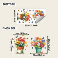 Šviežios ramunės gėlių vazonas drugelių restoranas namų sienų dekoracija grožio lipdukai 30*60cm