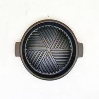 ZISIZ 20CM Cast Iron BBQ Grill Pan with Lid