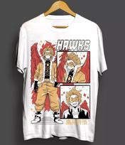 My Hero Academia Anime Wing Hero Hawks Keigo Takami  - White Unisex T-Shirt XXXL