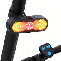 JINKEY Išmanusis dviračio galinis žibintas su posūkių rodikliais, belaidis nuotolinio valdymo pultelis, USB įkraunamas LED žibintas, saugumas važiuojant naktį, dviračio mirksiukas One Size juoda