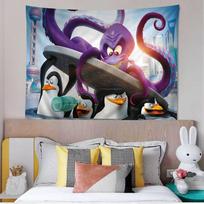 Mieli Madagaskaro pingvinai Animacinis spaudinys Didelė sieninė gobeleno meno mokslinės fantastikos kambario namų dekoracija Dekoro pledas 74x94cm(29x37in)
