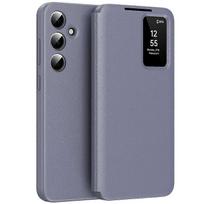 Samsung Galaxy A56 5G dėklas su kortelių laikikliu, „Smart View“ langeliu, odinis telefono dėklas - Levandų pilkas Grey