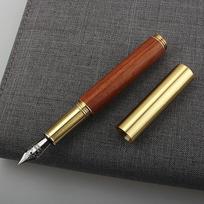 Classic Wood Mini Fountain Pen Brown Black Portable Ink Pen Ef/F Nib Short Office Writing X'Mas Gift Pens Premium Grade Auto Interior Accessory (as the picture,Fine 0.5mm)