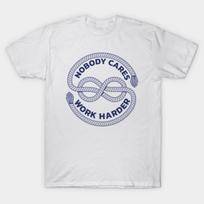 Asian Size Men Black Print T-shirt Nobody Cares Work Harder No-Cut Print Cotton Tshirt L
