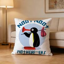 Cartoon P-Pingu Penguin Pillow Case Cushion Cover Throw Pillow Case For Car Sofa Peach skin 18*18(CM)-1Pcs