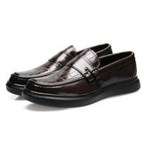 Men Alligator Pattern Leather Shoes Casual Slip on Formal Dress Loafers Breathable Soft Flats Non Slip Driving Office Work Shoes 38 ruda