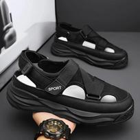 2025 NEW Height Platform Street Male Shoes Non-slip Thick Soled Sports Slides Light Outdoor Hiking Shoes Summer Men's Sandals 39 juoda