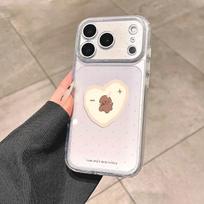 Heart Dog Phone Case for iPhone 14, 15, 16, 17, 17 Pro Max, XS, 7, 8 - Space Shell Transparent Design Apple 15 Pro
