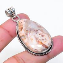 Natural Laguna Lace Agate Gemstone 925 Sterling Silver Pendant 1.97  AP-15349