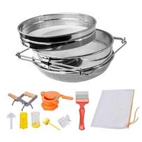 9-Piece Beekeeping Set: Stainless Steel Sieve, Wooden Hive Grip, Plastic Honey Gate Filter Sieve 10-Piece Set