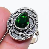 Natural Peridot Gemstone Handmade 925 Sterling Silver Jewelry Ring Size 8 AR-17991