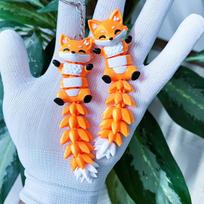 3D spausdintas sąnariuotas lapės katės Fidget žaisliukas raktų pakabukas 2 vnt. Judantis gyvūno pakabukas vaikų gimtadienio dovanoms ir kišenės dekoravimui oranžinė