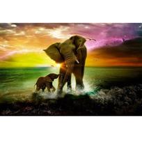 DIY Elephant 5D Diamond Painting Full Round Drill Animal Diamond Embroidery Cross Stitch Mosaic Kits Wall Art Home Decor Full Round 20x30CM yellow