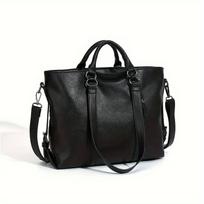 Chic PU Leather Tote Bag with Adjustable Strap - Spacious Casual Handbag for Work and Travel brown