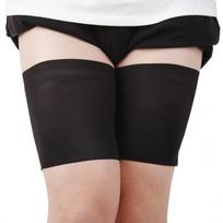 Unisex pora apsaugančių nuo nutrynimų šlaunų juostų, elastinės, neslystančios silikoninės, seksualių šlaunų kojinių, S iki 4XL M (thigh 36-45cm) juoda