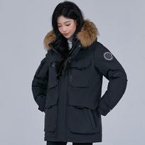 Real Fur Collar Winter Down Jacket for Women Parkas Hooded Elegant Thick Warm White Duck Down Coat Woman Outerwears S juoda