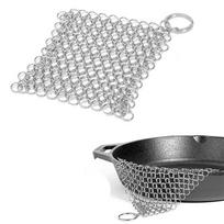 Nerūdijančio plieno ketaus valiklis Chainmail Scrubber Namų virtuvės reikmenys Virtuvės įrankis 4inch gray