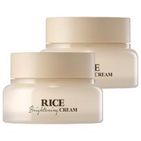 SKINFOOD Rice Daily Brightening Cream 60ml x 2-Pack - Illuminating & Smoothing Facial Moisturizer - Radiant Korean Skincare Bundle beige