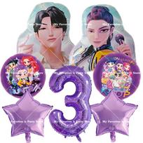 Kpop Demon Hunters Birthday Balloons Set Number Balloon Suit Foil Ballon Cartoon Birthday Party Supplies Decor Baby Shower Lovely Gift