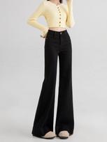 Women's Black 2025 Drape Slimming Floor-Length Flare Jeans 2XL 129-143 lbs