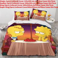 The Simpsons Anime 3d Print Bedding Set With Reactive Dyeing For Modern Home Decor Style B,Single(135x200cm)