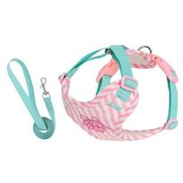 Cherry Print Cat Harness Leash Set Striped Dog Walking Rope Dog Chain Pet Walking Gear  Puppy Use XS rožinė