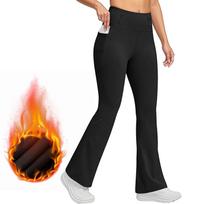 High Waist Flare Leggings for Women with Pockets Yoga Pants Women Stretch Thermal Leggings for Women XL juoda