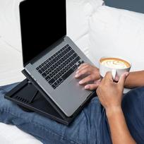Portable Folding Laptop Desk: Black Ergonomic Stand for Bed or Office