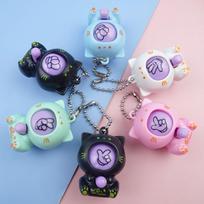 Cartoon Animal Keychain Pendant with Rotating Gesture Display Small Portable Key Holder for Bags Backpacks and Keys with Metal Chain One Size gray